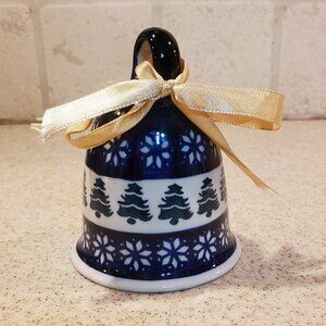 New Boleslawiec Polish Pottery Christmas Trees Bell